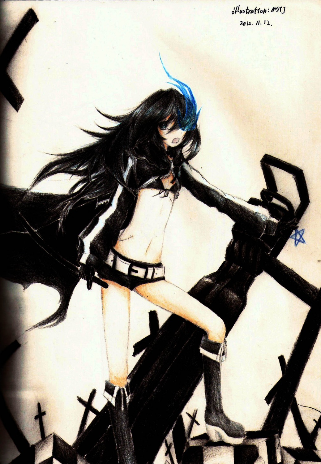 black_rock_shooter black_rock_shooter_(character) działo