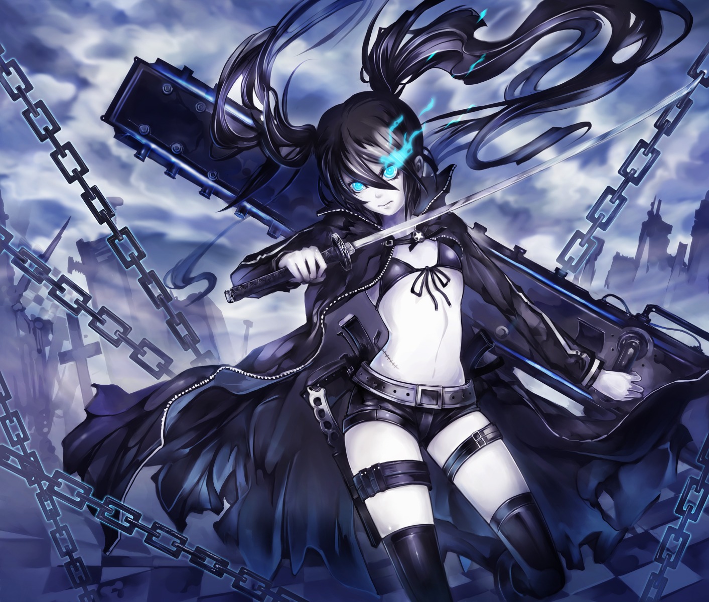 black_rock_shooter black_rock_shooter_(character) działo