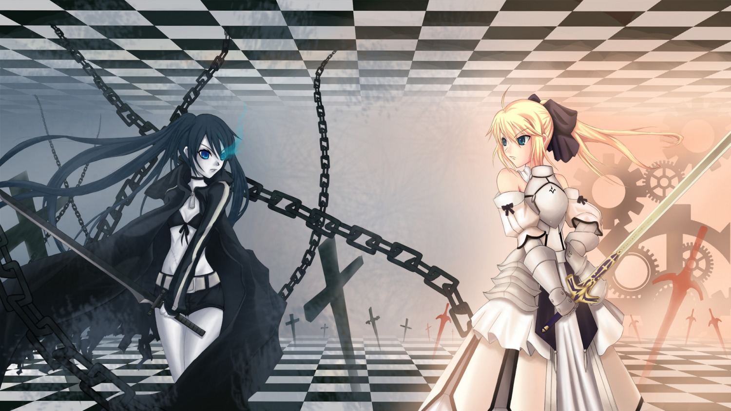 black_rock_shooter black_rock_shooter_(character) fate/stay_night fate_(series) saber