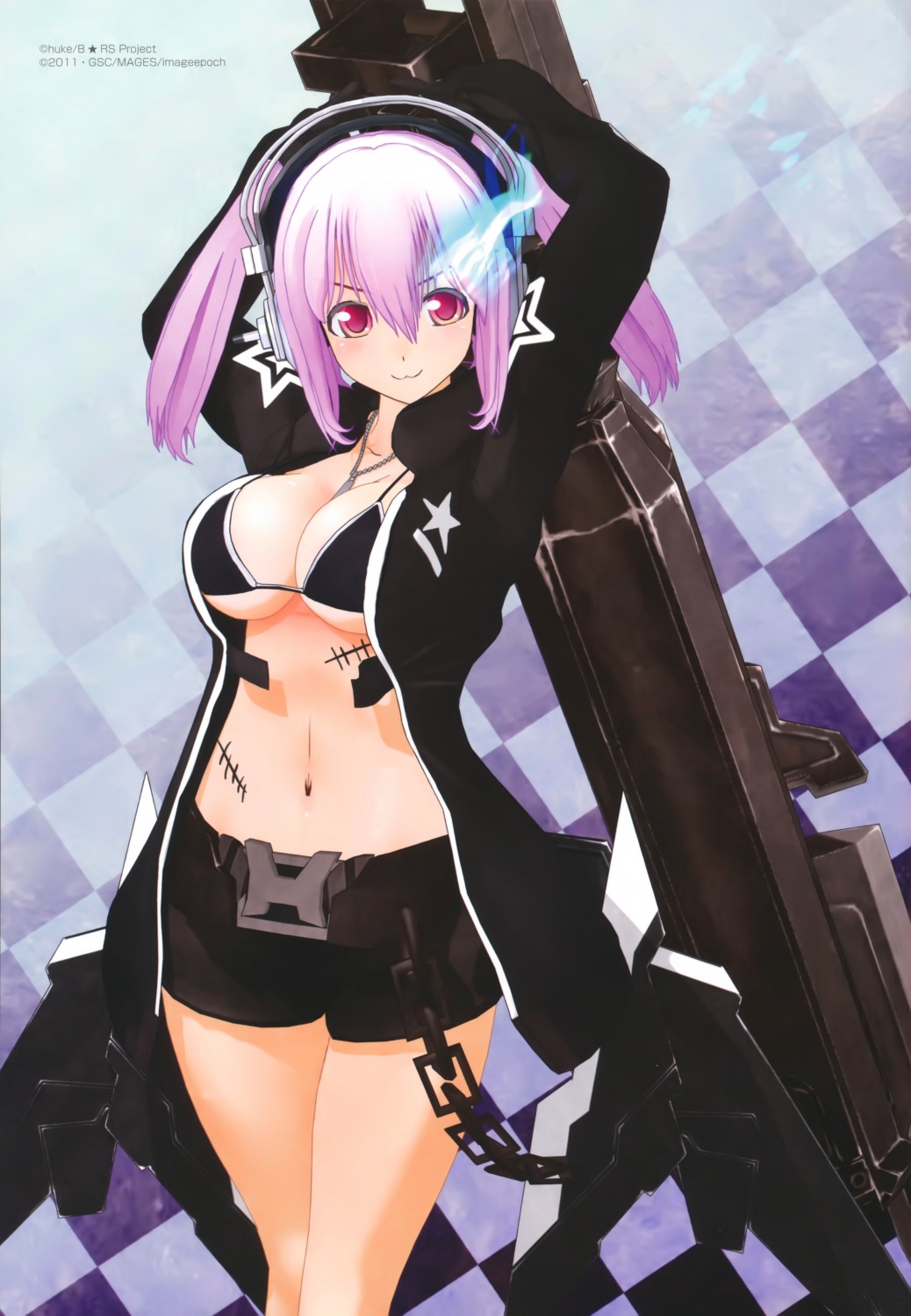 black_rock_shooter black_rock_shooter_(character) cosplay crossover działo hi_res super_sonico
