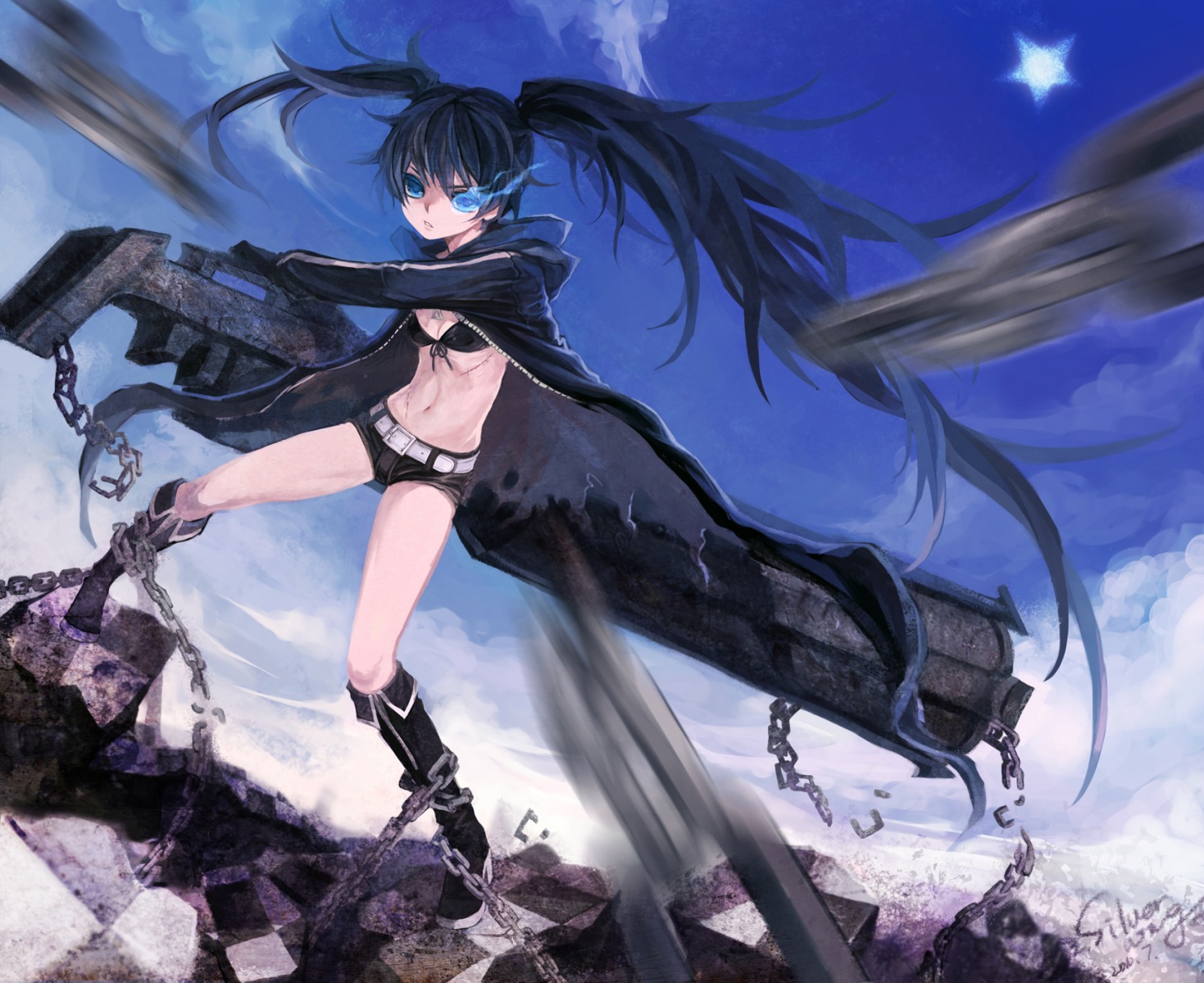 black_rock_shooter black_rock_shooter_(character) działo